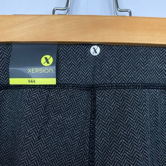 NWT XERSION Black Gray Herringbone Moto Style Side Faux Leather Leggings - Picture 7 of 11